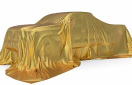 golden silk covered Pickup truck concept. 3d illustration. suitable for any smart car,auto pilot or electric car concept.